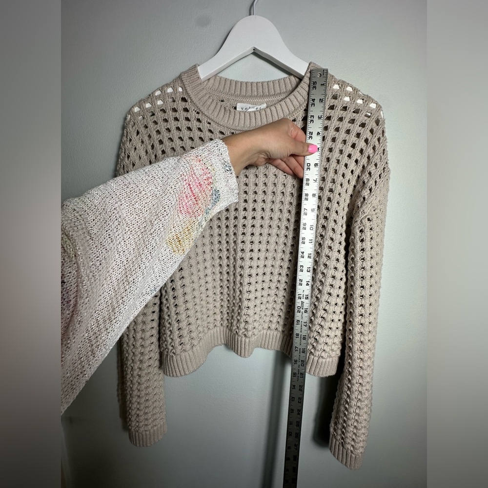 VELVET BY GRAHAM & SPENCER Sammie Mesh Knit Crew Neck Sweater in Dune Size XS - Picture 14 of 17